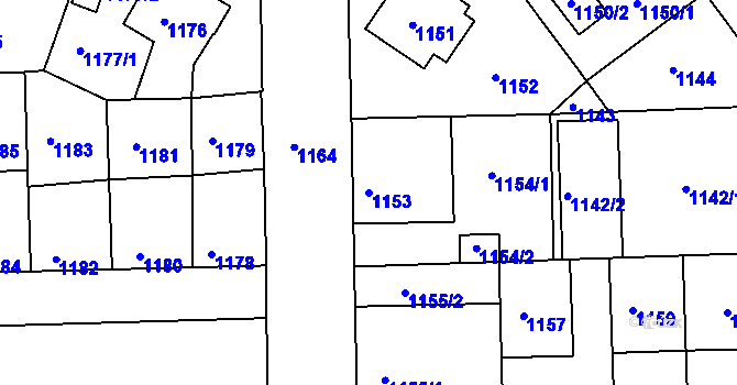 Parcela st. 1153 v KÚ Příbram, Katastrální mapa