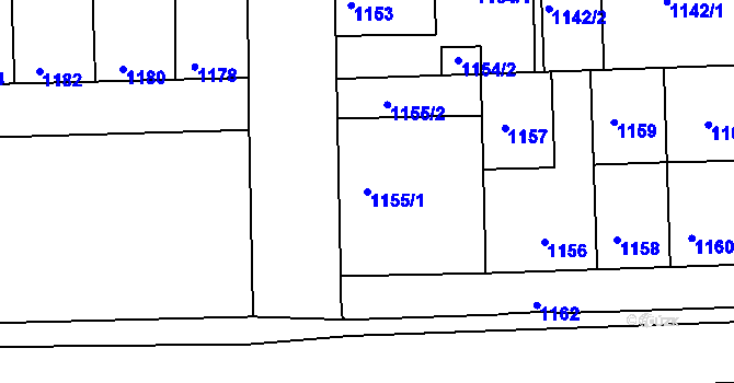 Parcela st. 1155/1 v KÚ Příbram, Katastrální mapa