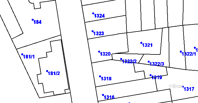 Parcela st. 1320 v KÚ Příbram, Katastrální mapa