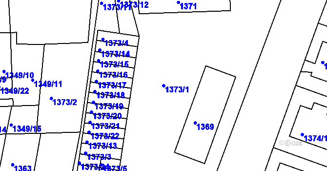 Parcela st. 1373/1 v KÚ Příbram, Katastrální mapa