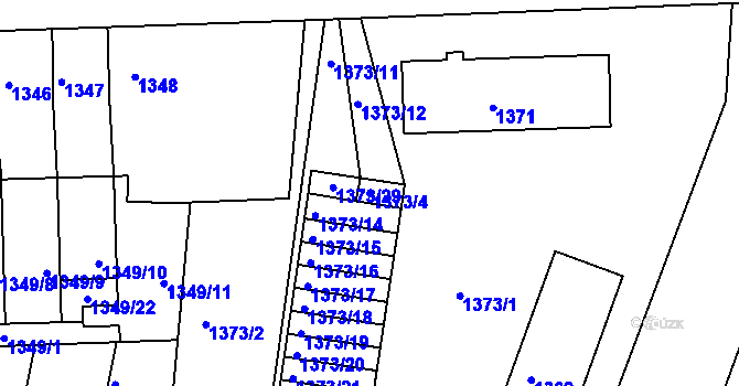 Parcela st. 1373/4 v KÚ Příbram, Katastrální mapa