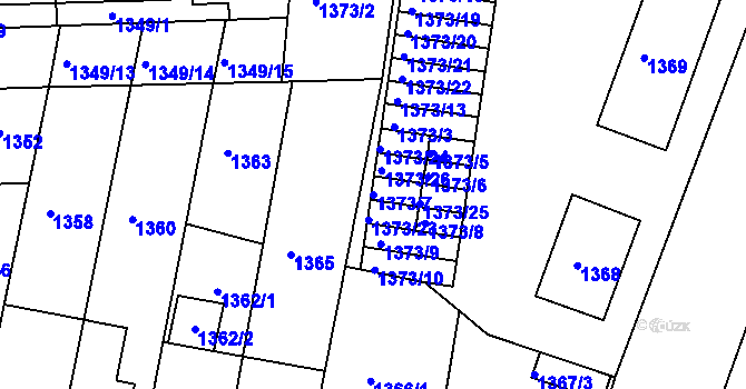 Parcela st. 1373/7 v KÚ Příbram, Katastrální mapa
