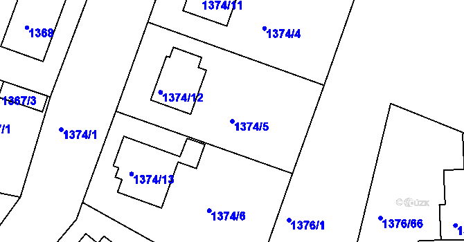 Parcela st. 1374/5 v KÚ Příbram, Katastrální mapa