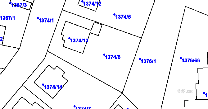 Parcela st. 1374/6 v KÚ Příbram, Katastrální mapa