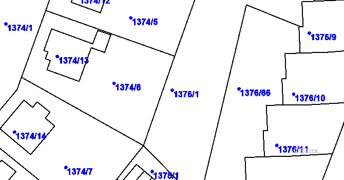 Parcela st. 1376/1 v KÚ Příbram, Katastrální mapa