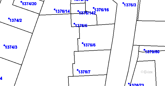 Parcela st. 1376/6 v KÚ Příbram, Katastrální mapa