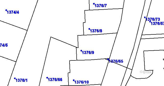 Parcela st. 1376/9 v KÚ Příbram, Katastrální mapa