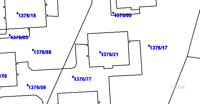 Parcela st. 1376/21 v KÚ Příbram, Katastrální mapa