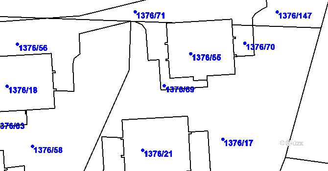 Parcela st. 1376/69 v KÚ Příbram, Katastrální mapa