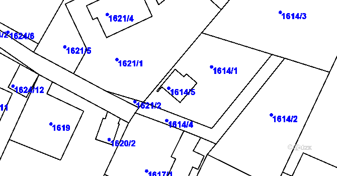 Parcela st. 1614/5 v KÚ Příbram, Katastrální mapa