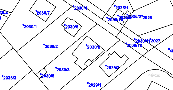 Parcela st. 2030/6 v KÚ Příbram, Katastrální mapa