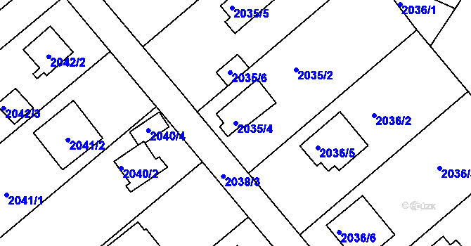 Parcela st. 2035/4 v KÚ Příbram, Katastrální mapa