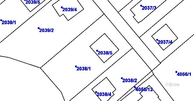Parcela st. 2038/5 v KÚ Příbram, Katastrální mapa