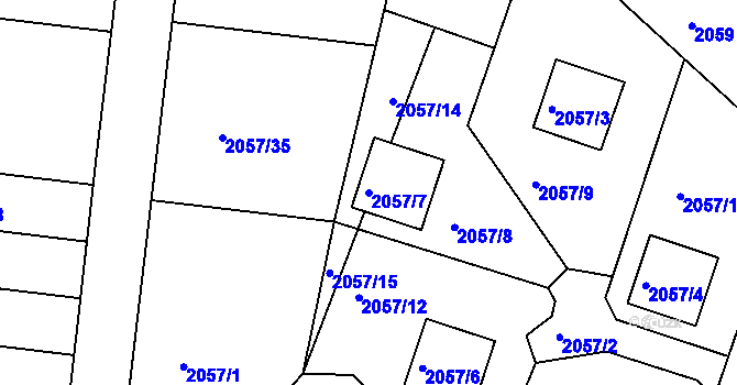 Parcela st. 2057/7 v KÚ Příbram, Katastrální mapa