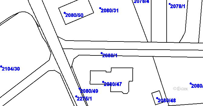 Parcela st. 2080/1 v KÚ Příbram, Katastrální mapa