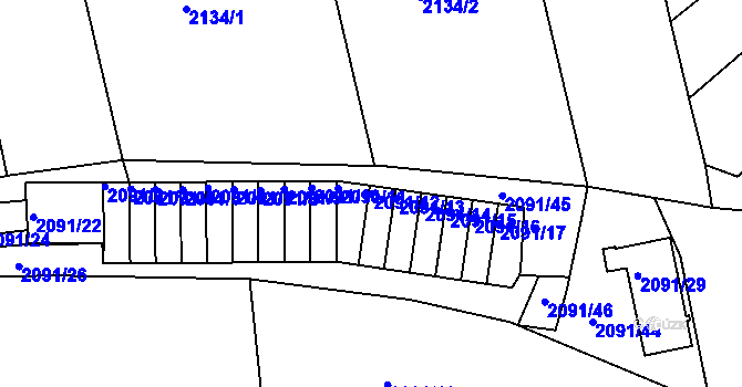 Parcela st. 2091/12 v KÚ Příbram, Katastrální mapa