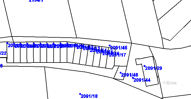 Parcela st. 2091/15 v KÚ Příbram, Katastrální mapa