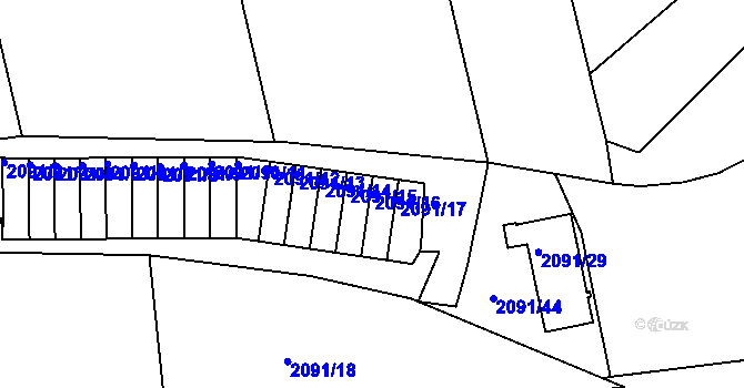 Parcela st. 2091/16 v KÚ Příbram, Katastrální mapa