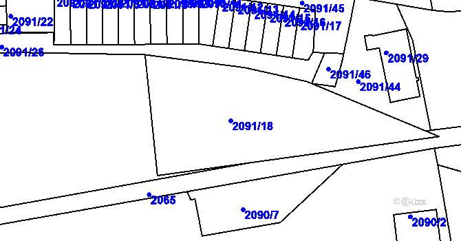 Parcela st. 2091/18 v KÚ Příbram, Katastrální mapa