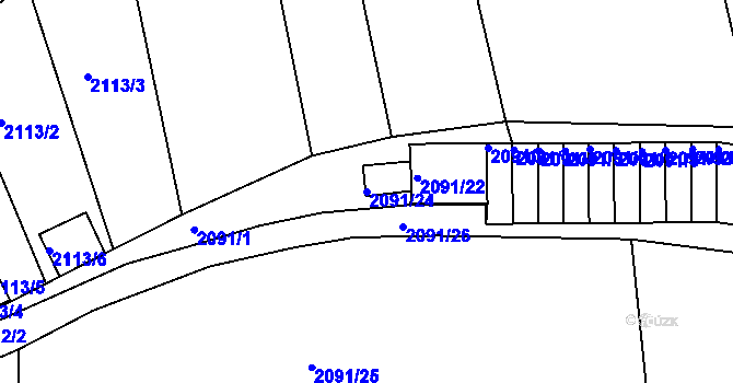 Parcela st. 2091/24 v KÚ Příbram, Katastrální mapa