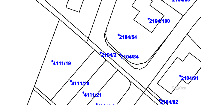 Parcela st. 2104/2 v KÚ Příbram, Katastrální mapa