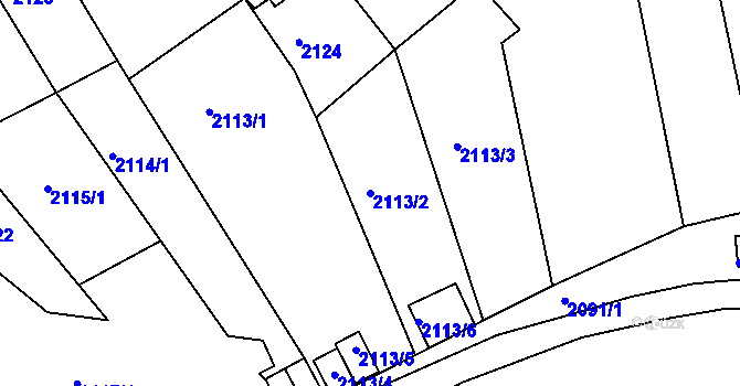 Parcela st. 2113/2 v KÚ Příbram, Katastrální mapa