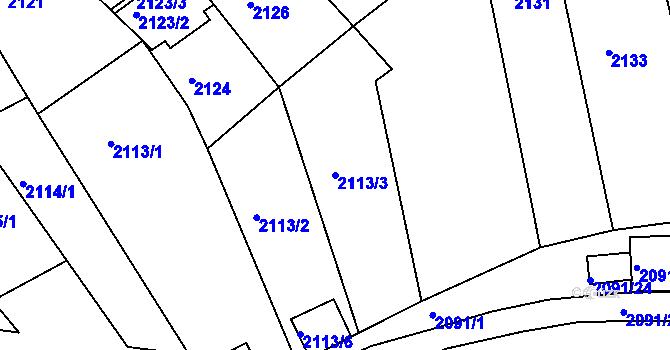 Parcela st. 2113/3 v KÚ Příbram, Katastrální mapa