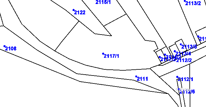 Parcela st. 2117/1 v KÚ Příbram, Katastrální mapa