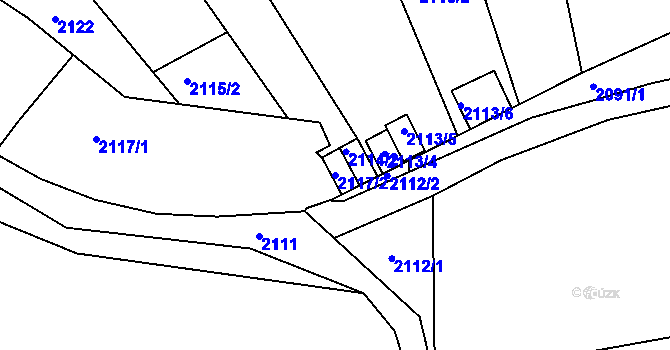 Parcela st. 2117/2 v KÚ Příbram, Katastrální mapa
