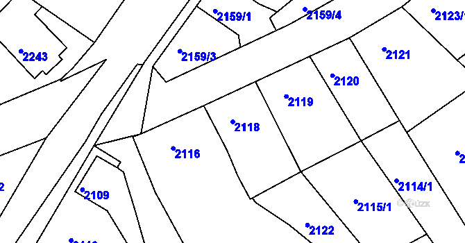 Parcela st. 2118 v KÚ Příbram, Katastrální mapa