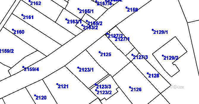 Parcela st. 2125 v KÚ Příbram, Katastrální mapa