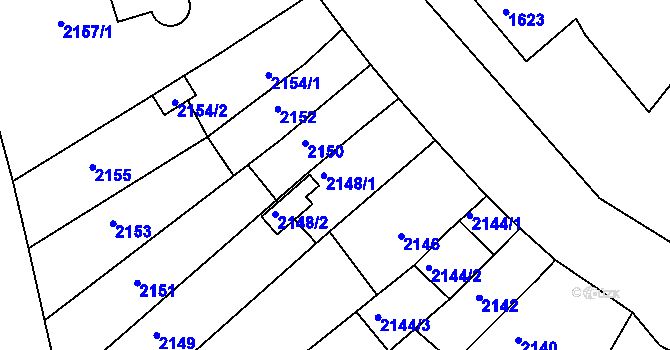 Parcela st. 2148 v KÚ Příbram, Katastrální mapa