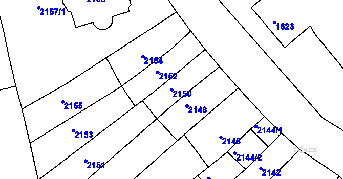 Parcela st. 2150 v KÚ Příbram, Katastrální mapa