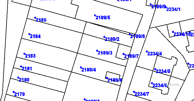 Parcela st. 2189/3 v KÚ Příbram, Katastrální mapa