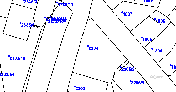 Parcela st. 2204 v KÚ Příbram, Katastrální mapa