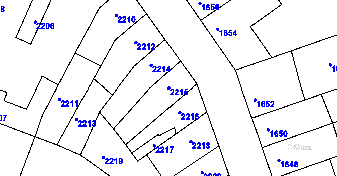 Parcela st. 2215 v KÚ Příbram, Katastrální mapa