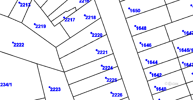 Parcela st. 2221 v KÚ Příbram, Katastrální mapa