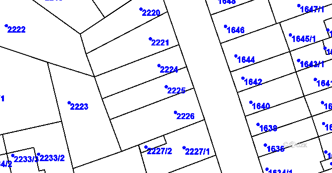 Parcela st. 2225 v KÚ Příbram, Katastrální mapa
