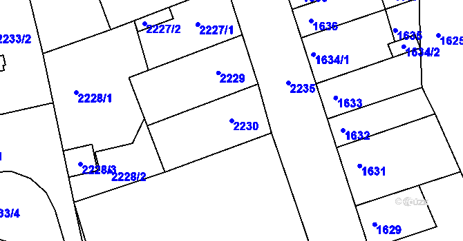 Parcela st. 2230 v KÚ Příbram, Katastrální mapa