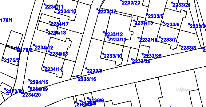 Parcela st. 2233/10 v KÚ Příbram, Katastrální mapa