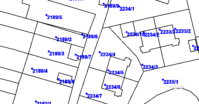 Parcela st. 2234/4 v KÚ Příbram, Katastrální mapa