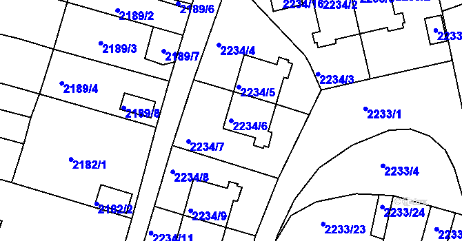 Parcela st. 2234/6 v KÚ Příbram, Katastrální mapa