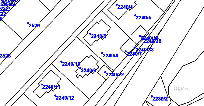 Parcela st. 2240/8 v KÚ Příbram, Katastrální mapa