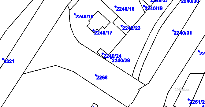 Parcela st. 2240/24 v KÚ Příbram, Katastrální mapa
