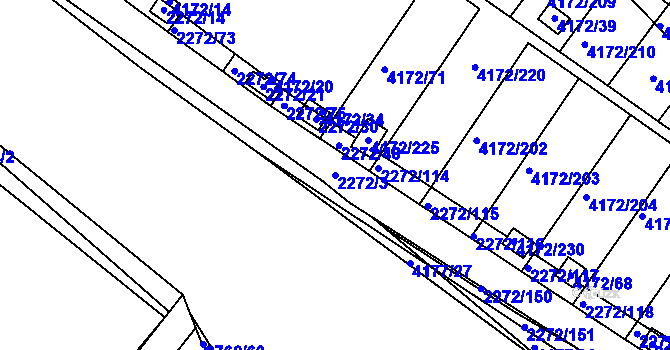Parcela st. 2272/3 v KÚ Příbram, Katastrální mapa