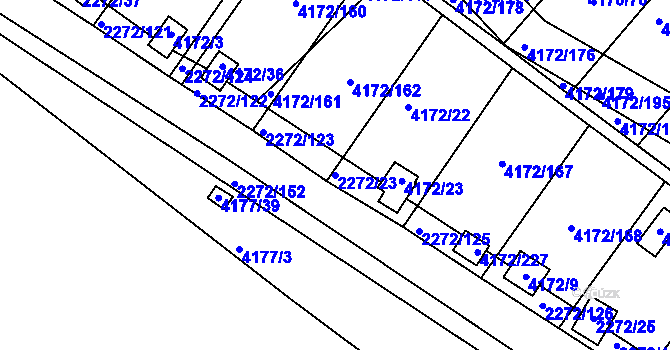 Parcela st. 2272/23 v KÚ Příbram, Katastrální mapa