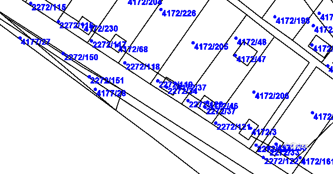 Parcela st. 2272/34 v KÚ Příbram, Katastrální mapa