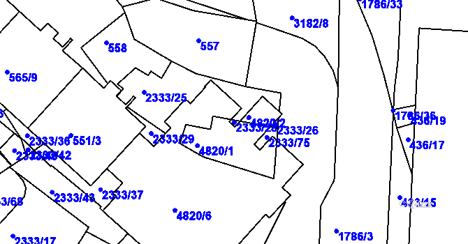 Parcela st. 2333/28 v KÚ Příbram, Katastrální mapa