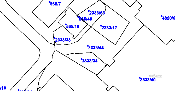 Parcela st. 2333/44 v KÚ Příbram, Katastrální mapa