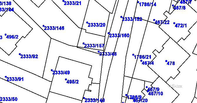 Parcela st. 2333/48 v KÚ Příbram, Katastrální mapa